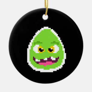 Adorno De Cerámica Cute monstruo de huevo pixelado