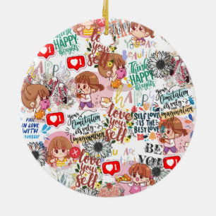 Adorno De Cerámica Cute Motivacional – Cita Positiva Kawaii