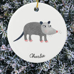 Adorno De Cerámica Cute Opossum personalizado<br><div class="desc">Un bonito opossum para la vida silvestre y los amantes de los animales. Cambie o quite el texto que desea personalizar. Arte original de Nic Squirrell.</div>