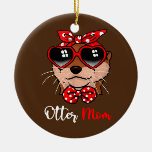 Adorno De Cerámica Cute Otter Mom Divertido Vidrio Turbán