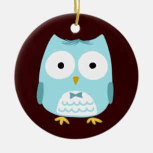 Adorno De Cerámica Cute Owl Groom Newlywed Husband Wedding Custom
