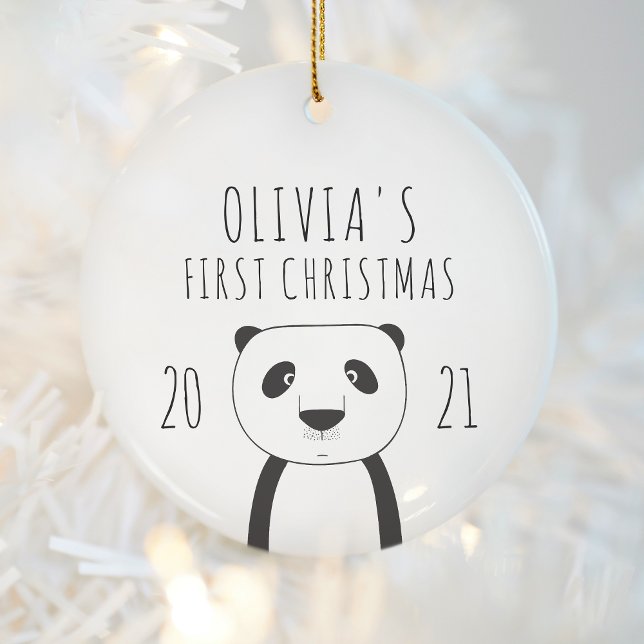 Adorno De Cerámica Cute Panda Babys primera Navidad Blanco Negro (Subido por el creador)