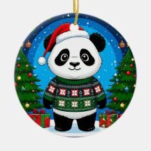 Cute Panda con Jersey de Navidad Lleva Sombrero de