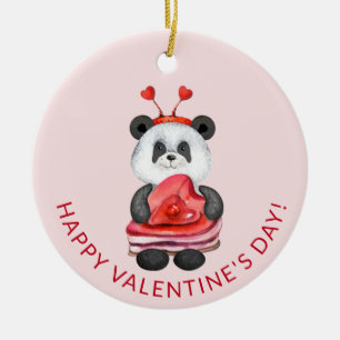 Adorno De Cerámica Cute Panda Gnomo Feliz Día de San Valentín
