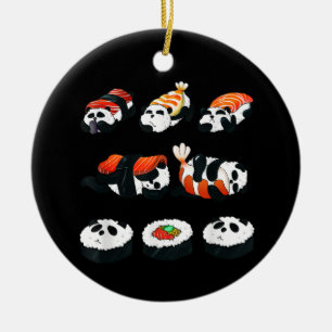 Adorno De Cerámica Cute Panda Sushi Hug Maki Amante Divertido Kawaii