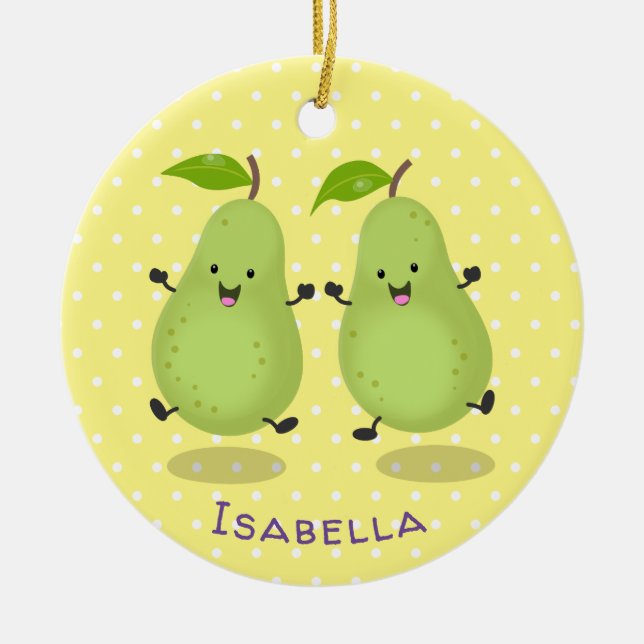 Adorno De Cerámica Cute pear pair cartoon illustration (Frente)