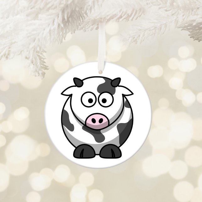 Adorno De Cerámica Cute Personalizado Cow (Cute Cow Customizable Ornament)