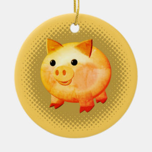 Adorno De Cerámica Cute Personalizado Lechón Pintura