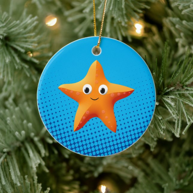 Adorno De Cerámica Cute Personalizado Starfish Blue Ocean (Árbol)