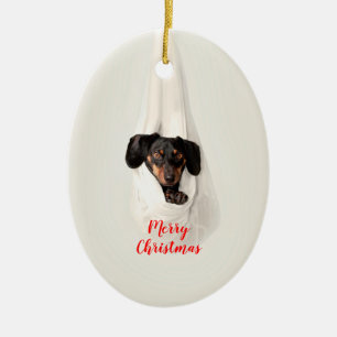Adorno De Cerámica Cute Pet Family Puppy Dog Christmas Photo