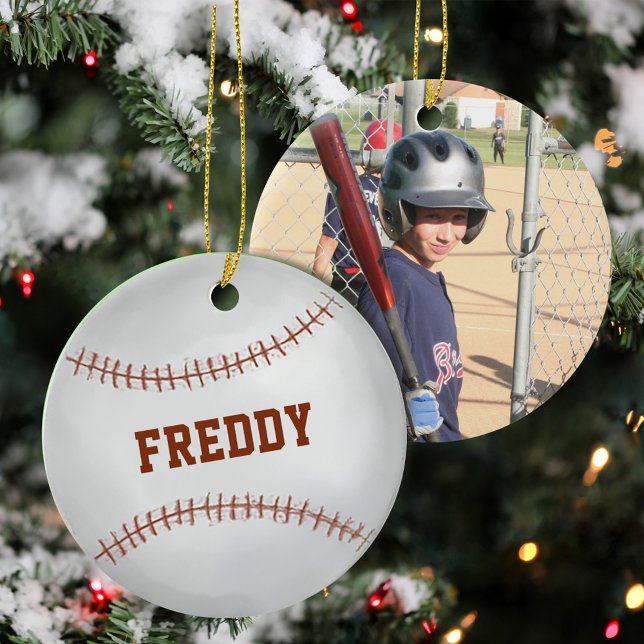 Adorno De Cerámica Cute Photo Keepsake Baseball Personalized  (Cute Sports Photo Baseball Personalized Ornament)