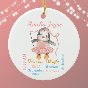 Adorno De Cerámica Cute pingüino Ballerina Estadísticas de bebé rosa