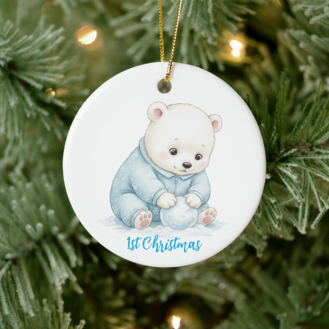 Adorno De Cerámica Cute Polar Bear Ornament (Árbol)