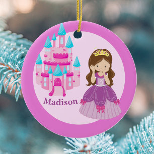 Adorno De Cerámica Cute Princess Girl Custom Kids Pink Christmas