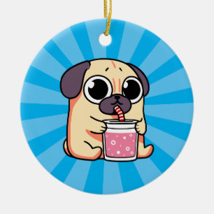 Adorno De Cerámica Cute Pug