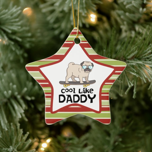 Adorno De Cerámica Cute Pug Dog Guay Como Papi Navidades (Árbol)
