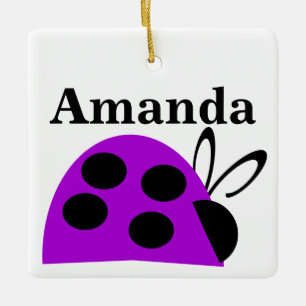 Adorno De Cerámica Cute Purple Ladybug Personalizado