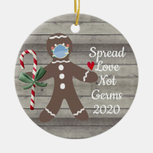 Adorno De Cerámica Cute Quarantine Gingerbread Man Navidades 2020