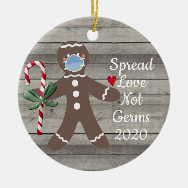 Adorno De Cerámica Cute Quarantine Gingerbread Man Navidades 2020 (Frente)
