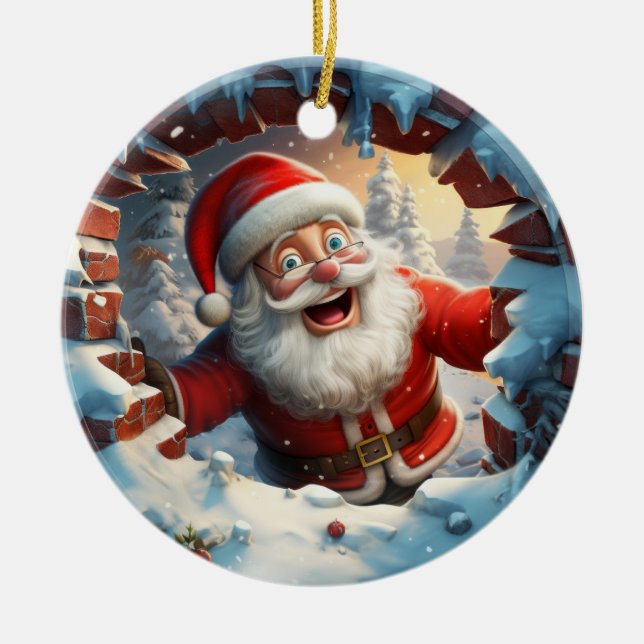 Adorno De Cerámica Cute Santa 3D (Frente)