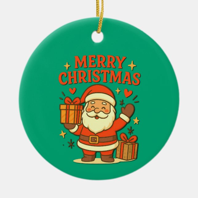 Adorno De Cerámica  Cute Santa Claus Christmas Art –  Merry Christmas (Frente)