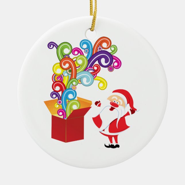 Adorno De Cerámica Cute Santa Claus Y Navidades personalizados De Caj (Frente)