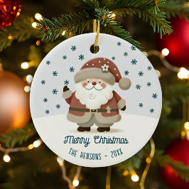 Adorno De Cerámica Cute Santa Clause Snowflakes Drawing Christmas