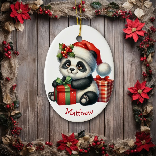 Adorno De Cerámica Cute Santa Hat Baby Panda Bear Navidades (Subido por el creador)