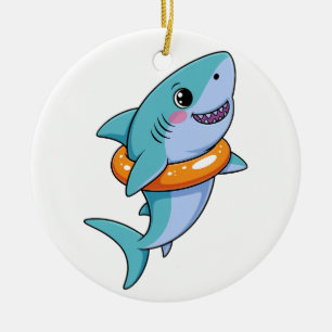 Adorno De Cerámica Cute Shark Baby Con Flotador   Niños