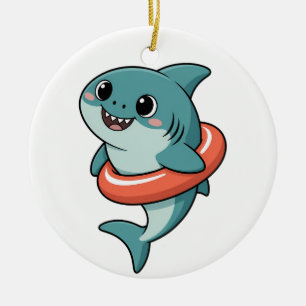 Adorno De Cerámica Cute Shark Baby Con Flotador   Niños