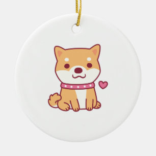 Adorno De Cerámica Cute Shiba Inu Dog