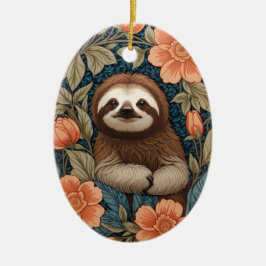 Adorno De Cerámica Cute Sloth Elegant Floral William Morris Inspired