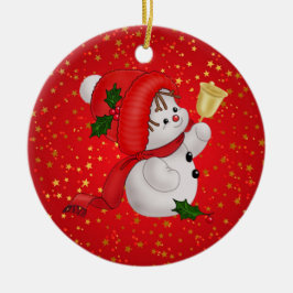 Adorno De Cerámica Cute Snowman