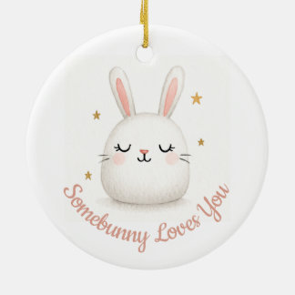 Adorno De Cerámica Cute Somebunny te ama Personalizable Bunny