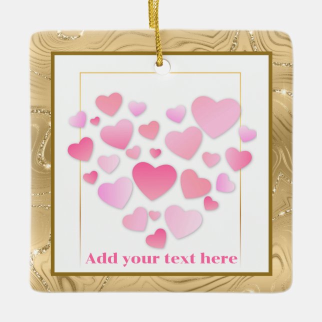 Adorno De Cerámica Cute Style Pink Hearts Romantic Valentine's Day (Anverso)