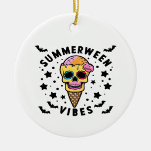 Adorno De Cerámica Cute Summerween Vibes Skeleton IceCream Summer Vac