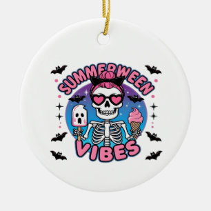 Adorno De Cerámica Cute Summerween Vibes Skeleton IceCream Summer Vac