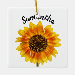 Adorno De Cerámica Cute Sunflower Personalizado