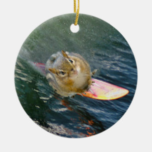 Adorno De Cerámica Cute Surfing Chipmunk