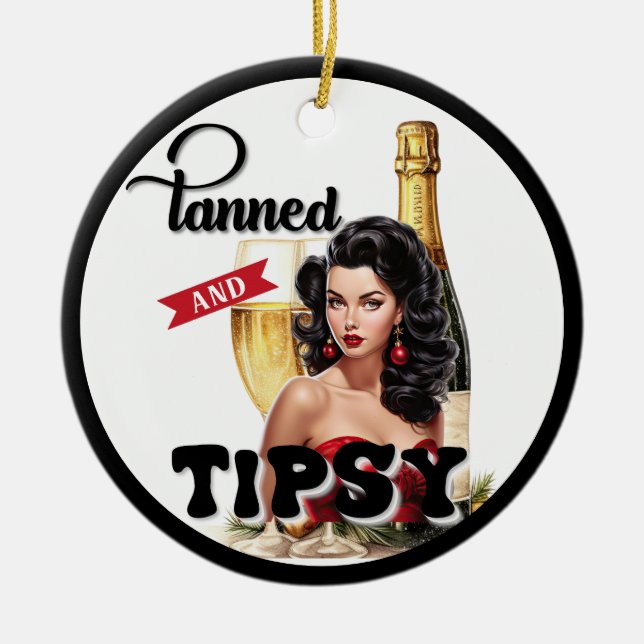 Adorno De Cerámica Cute Tanned y Tipsy Pinup (Frente)