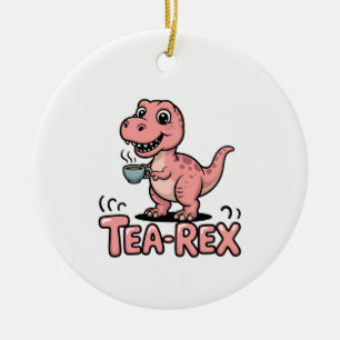 Adorno De Cerámica Cute Tea-Rex Dinosaurio Rosa – ¡Sorber Sucede!