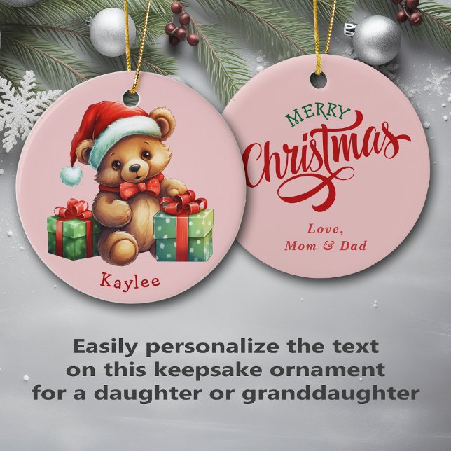 Adorno De Cerámica Cute Teddy Bear Santa Hat Kids (Subido por el creador)