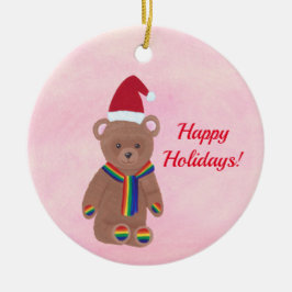 Adorno De Cerámica Cute Teddy Bear Santa Ornaments