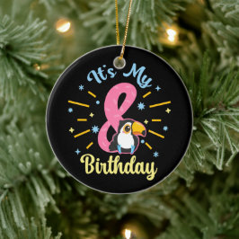 Adorno De Cerámica Cute Toucan 8 cumpleaños Chica de 8 años