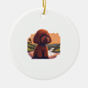 Adorno De Cerámica Cute Toy Poodle