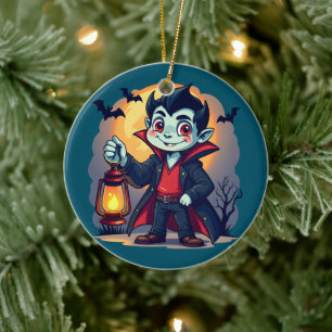 Adorno De Cerámica Cute Vampire con Linterna Kawaii Halloween