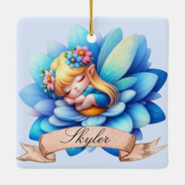 Adorno De Cerámica Cute Whimsical Floral Sweets Dreams Sleeping Fairy