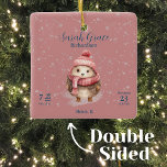 Adorno De Cerámica Cute Winter Hedgehog Baby Girl Estadísticas de Nac<br><div class="desc">Anuncie la llegada de su bebé con nuestro ornamento cerámico Cute Winter Hedgehog Baby Stats. Este encantador diseño exhibe una adorable acuarela Winter Hedgehog adornada con un gorra de invierno y una bufanda. Está situado en un entorno sereno de color rosa, con una suave nevada, y crea un ambiente relajante...</div>