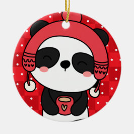 Adorno De Cerámica Cute Winter Panda manos a la obra