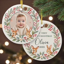 Adorno De Cerámica Cute Woodland Baby First Christmas Keepsake